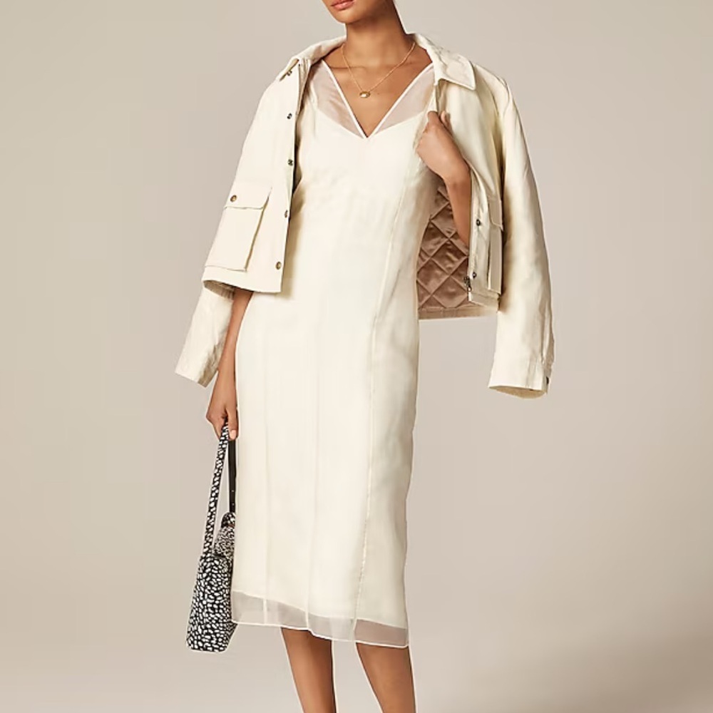 J crew ivory Collection layered organza shift dress